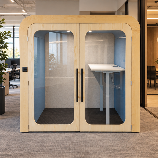 Dapapod Accessibility Pod with wide double doors, a height-adjustable table and space for a wheelchair