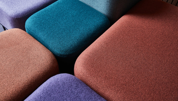 Close-up of Camira Blazer wool upholstery colours used in Dapapod pods