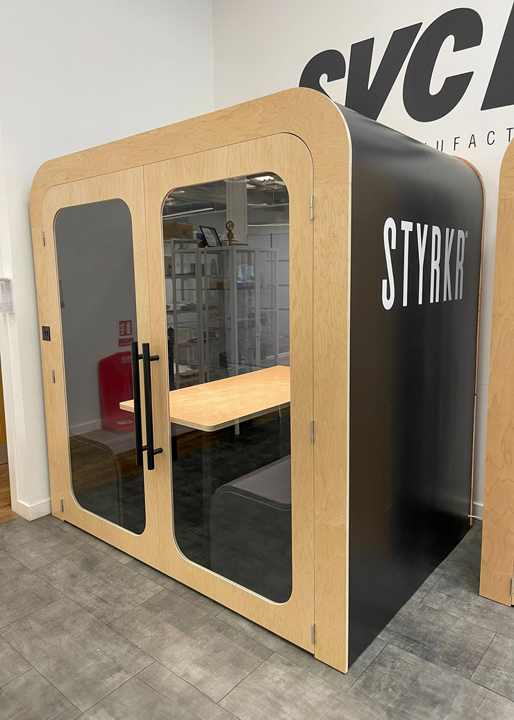 Dapapod office pod with full custom matt black printed wrap